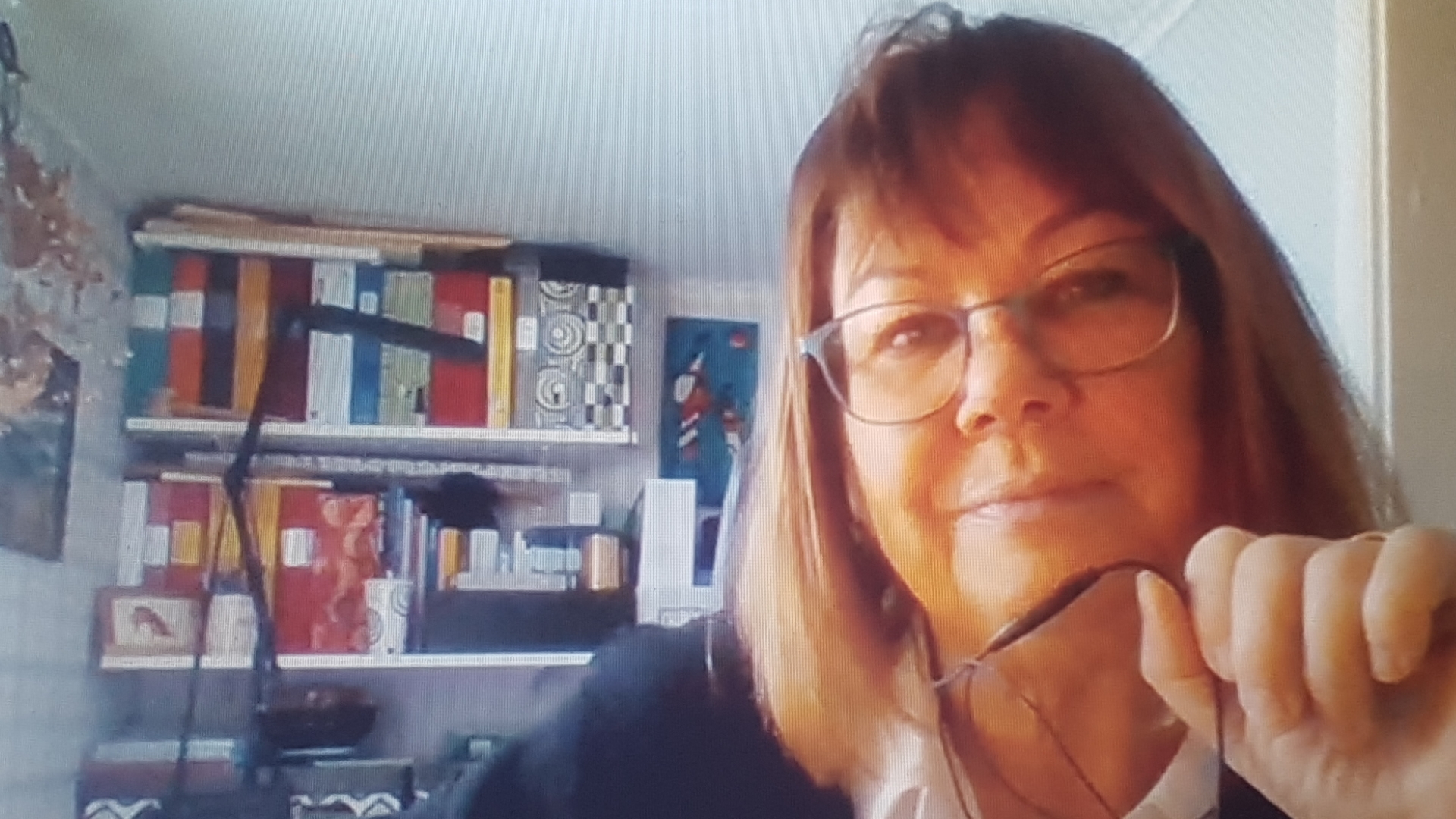 Pia Käcker under intervju.
